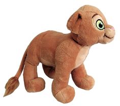 a brown stuffed animal with big eyes and long tail, sitting on a white background