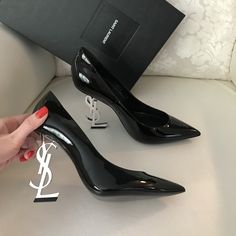 Ysl Heels Silver, Resort Beach, Ysl Shoes, Ysl Logo