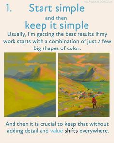 a poster with an image of a person standing in front of mountains and the words, start simple and then keep it simple