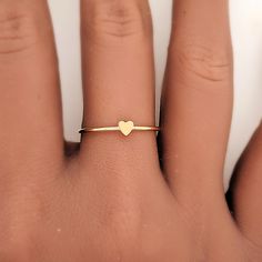 Mother's Day Gift | Small Heart Ring This dainty heart ring includes a 2.5mm heart attached to a 1mm band.  It is the perfect minimal heart ring.  Each ring is made from either 14K rose gold filled, 14K yellow gold filled, or sterling silver wire. Please read our policies before purchase. Connect with us on social media @ShopGoingGolden Minimal Ring Design For Women, Letter Ring Gold For Women, Minimal Rings Gold, Simple Ring Designs Gold, Ring Designs Gold For Women, Ring Designs Silver, Gold Ring Design For Women, Simple Ring Design, Heart Ring Gold