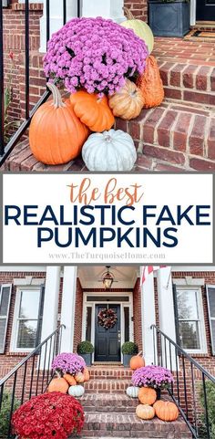 the best realistic fake pumpkins to decorate on your front porch for fall and halloween