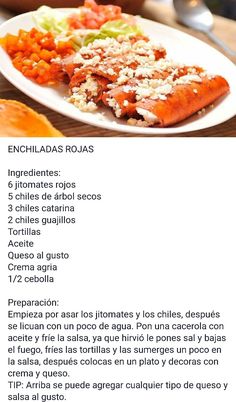 an image of food that is on a plate with the words enchiladas rojas