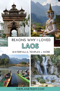 there are many different pictures with the words laos in front of them and below it