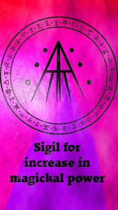 the zodiac sign for increase in magickal power on a pink and purple background with black writing