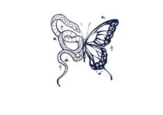 a drawing of a butterfly with an intricate pattern on it's wings and tail