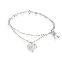 Return To Tiffany Love Heart Tag Key Bracelet Sterling Silver Silver / Bracelet Tiffany &Amp; Co. Tiffany Bracelet Silver, Pretty Items, Tiffany Key, Tiffany And Co Bracelet, Double Chain Bracelet, Key Bracelet, Tiffany Bracelets, Return To Tiffany, Heart Tag