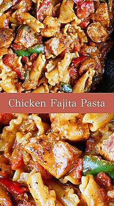 chicken fajita pasta with peppers and onions