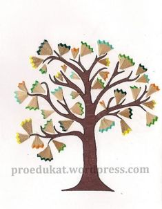 a drawing of a tree with leaves on it