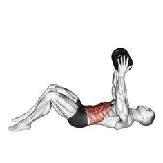 a man is doing an exercise with a medicine ball on his back and hands in the air