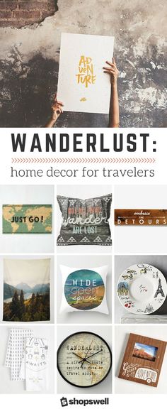 a collage of photos with the words wanderlust on it and various items