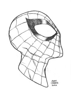 a drawing of spider man's head