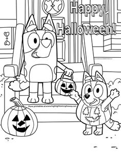 instant download printable coloring page bluey and bingo for Halloween Halloween Coloring Pages For Kids, Bluey Halloween, Free Halloween Coloring Pages, Halloween Coloring Sheets, Halloween Printables Free, Halloween Coloring Book, Fall Coloring Pages, Colouring Printables, Halloween Coloring Pages