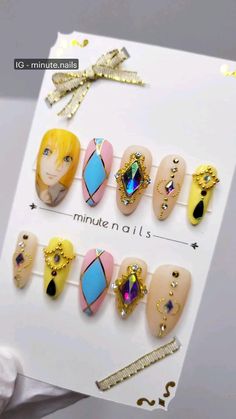 Howl Inspired Nails, Howl’s Moving Castle Nails, Howls Moving Castle Nail Design, Inuyasha Nail Art, Howls Moving Castle Nail Art, Calcifer Nails, Nail Designs Anime, 2d Nails, Howls Moving Castle Nails