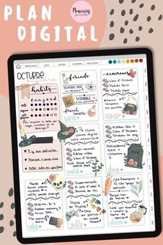 Ideas para decorar tu agenda digital - Memory plan 11-17 Octubre vacationplanner #dailyplanner #scheduleplanner. Digital Journal Aesthetic, Free Digital Planner, Agenda Digital, How To Stay Organized, Digital Planner For Ipad, Interactive Calendar, Planner Writing, Ultimate Planner, Bold Color Schemes