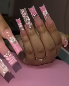 Hard Nails, Colored Acrylic Nails, Nails Design With Rhinestones, White Acrylic Nails, French Tip Acrylic Nails, Short Square Acrylic Nails, Long Acrylic Nails Coffin