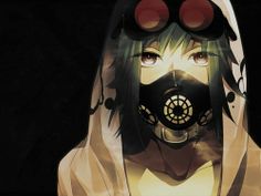 an anime character wearing a gas mask