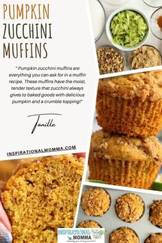 pumpkin zucchini muffins with text overlay