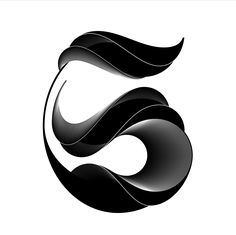 the letter s is made up of wavy black and white lines on a white background