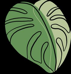 a large green leaf with black lines on the leaves is shown in this drawing style