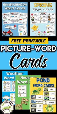 the free printable picture word cards for kids