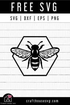 a black and white image of a bee with the words free svg on it