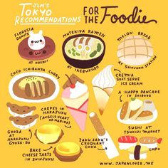 an illustrated guide to tokyo's recommended foods for the foodie