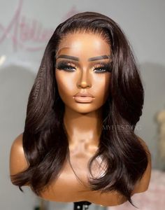 Ophair - Side Part Chocolate Brown Straight Glueless Human Hair Invisible Lace Wig - OPH062 5 By 5 Closure Wig, Straight Hair Side Part, Chocolate Brown Wig, Black And Blonde Ombre, Side Part Wig, Dark Brown Wig, Graduation Hair, Short Hair Black, Invisible Lace