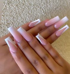 Ombré And French Tip Nails, French Nails Square Long, Long Ombré Nails, Ombre Nails French Tip, Ombré French Tip, French Tip Nails Ombre, Holiday Acrylic Nails, Classy Acrylic, Graduation Nails