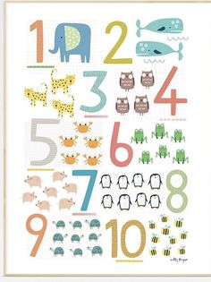 a poster with numbers and animals on it