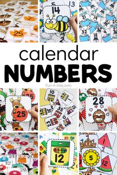 a collage of pictures with the words calendar numbers