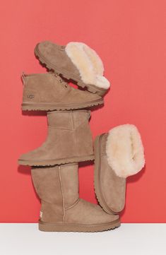 Pretreated to protect against moisture and staining, this timeless UGG boot is comfier and cozier than ever, with a soft lining crafted from genuine shearling. The Treadlite sole adds increased cushioning, durability and traction on both wet and dry surfaces. Style Name:UGG Classic Ii Genuine Shearling Lined Short Boot (Women). Style Number: 5179825. Style Ugg Boots, Ugg Neumel Boots, Ugg Coquette, Uggs Boots, Boots Nordstrom, Ugg Neumel, Ugg Boots Short, Cozy Boots, Shearling Slippers