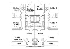 three bedroom two bath apartment floor plan