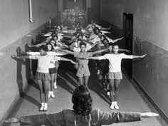 Photographic Print: Overcrowded Students Enduring Calisthenics in an Unused Hallway in their All Black High School : 24x18in 1950s High School, Life Magazine Photos, School Photoshoot, Collections Photography, African History, Vintage Life, African American History, The 60s, Calisthenics