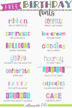 birthday font and numbers for kids to use in the classroom or at home, including