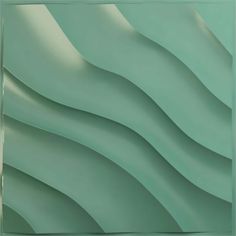 an abstract painting with wavy lines in green and beige colors on a wall or floor