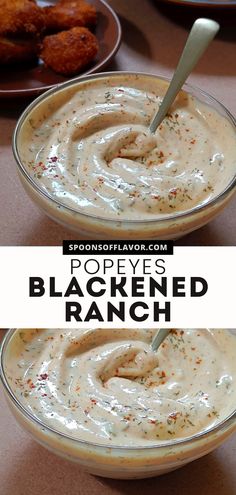 Blackened ranch sauce in a glass bowl. Flavored Ranch Dressing, Best Ranch Recipe, Hushpuppy Dipping Sauce, Sauce For Blackened Chicken, Popeyes Blackened Ranch Recipe, Blackened Ranch Popeyes Recipe, Ranch Sauce For Chicken, New Food Recipes Dinners, Danos Seasoning Recipe Copycat