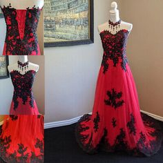 Red And Black Gothic Wedding Dresses Long Tulle Lace Beaded Applique Bridal Gown. Dress color =___(as picture or Color Chart). Dress back:zipper or lace-up or Button ?. We appreciate your patience & understanding. Black And Red Wedding Dresses The Bride, Black Gothic Wedding Dresses, Dress For Bride Sister, Fly Costume, Black Gothic Wedding, Graduation Dance, Gothic Wedding Dresses, Wedding Suits Men Black, Black Wedding Dress Gothic