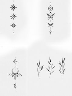 four different designs are shown in black and white