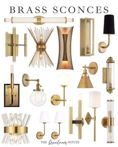 the brass sconces are all different sizes and shapes