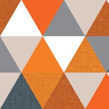 an orange, grey and white pattern with triangles on the back ground is featured in this image