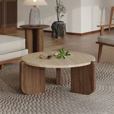 Yolande Travertine Coffee Table Walnut 50cm (Side table) Travertine Round Coffee Table, Side Tables Living Room, Nest Furniture, Table Texture, Tea Table Design, Coffee Table Inspiration, Beautiful Furniture Pieces, Dining Room Design Modern, Home Hall Design