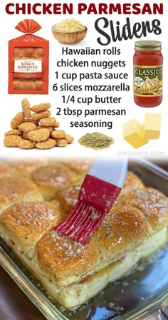 chicken parmesan sliders with instructions on how to make them