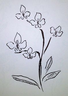 a drawing of some flowers on a sheet of paper