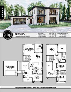 three story house plan with 3 car garages and two master suites on the first floor