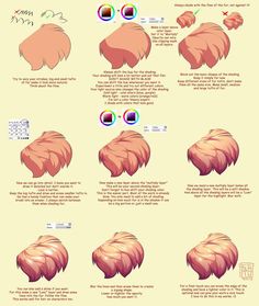 the different stages of hair that are being drawn in adobe and photoshopped into each other