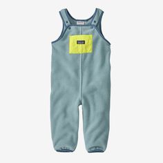 Cozy overalls built from one of our favorite fabrics: warm, double-sided 100% recycled polyester fleece. Sizes 3M-18M have a full zip-through inseam for easy diaper changes. Made in a Fair Trade Certified™ factory. | Patagonia Baby Synchilla® Fleece Overalls in Thermal Blue, 4T - Kids' Clothing - Recycled Nylon/Recycled Polyester/Pfas Fleece Overalls, Patagonia Baby, Baby Patagonia, 50% Logo, Pocket Bag, Double Face, Our Girl, Baby Bag, Body Size