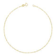 Our gorgeous Baby Figaro Anklet will have you showing off your ankles in rain or shine. Perfect for that little sparkle this piece is the quintessential classic style with an edge. This perfect anklet is made of solid 14K gold and fastened with a spring lock clasp. 

Link Size: 1mm Wide
Length: approx. 10" Inches
Solid 14K Gold 
Spring Clasp Lock Figaro Chains, Gold Baby, Gold Piece, Chain Anklet, Children In Need, Personalized Necklace, Gold Chains, Anklets, Gold Metal