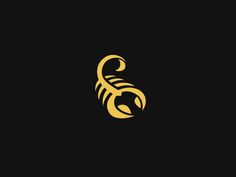 a gold scorpion logo on black background