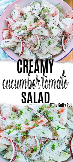 creamy cucumber tomato salad is an easy and delicious side dish for any meal