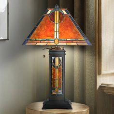 Urban Ambiance - Table Lamp - UQL7040 Mediterranean Indoor Table Lamp, 23''H x 14.5''W x 14.5''D, Valiant Bronze Finish, Southwark Collection - Stained Glass Lamp Shades Patterns, Geometric Lampshade, Craftsman Lighting, Rectangular Lamp, Glass Lamp Shades, Stained Glass Table, Square Lamp Shades, Stained Glass Lamp Shades, Geometric Lamp